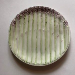 Vintage round asparagus made in Italy vegetable embossed 3D salad plate decor